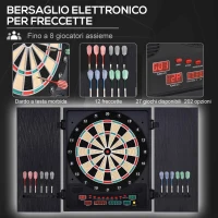 HOMCOM Bersaglio Freccette Elettronico con Punteggio Automatico, 12 Freccette e 6 Display, 51x6.5x57cm, Nero(m-4)