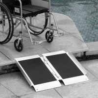 HOMCOM Rampe de fauteuil roulant pliable en alliage d'aluminium antidérapante, avec poignées, charge max. 272 kg, noir(m-10)