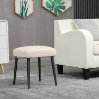 HOMCOM Repose pied salon, tabouret ottoman en tissu effet laine bouclée, pieds en acier, 42 x 42 x 44 cm, beige(m-7)