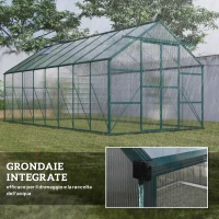 Outsunny Serra da Giardino in Policarbonato, Metallo e Alluminio, Anti-UV e Antivento, 244x500x216cm, Verde(m-7)