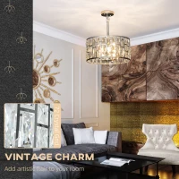 HOMCOM 72 Glass Crystallite Chandelier - Silver-Tone(m-4)