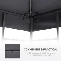 Outsunny 3(m) Gazebo Top Cover Double Tier Canopy Replacement Pavilion Roof Dark Grey(m-5)