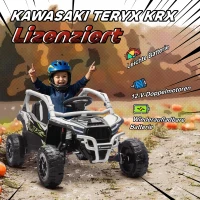 AIYAPLAY 12V Elektrisches Geländefahrzeug für Kinder, Fernbedienung, LED-Lichter, Musik, Hupe, für Kinder von 3-8 Jahren, Grau(m-4)