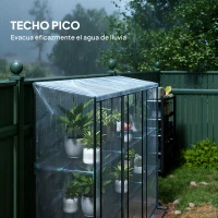 Outsunny Invernadero de Exterior con Estantes de 3 Niveles Puertas con Cremallera y Marco de Acero 215x46x151 cm Transparente(m-8)