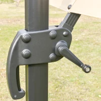 Outsunny Parasol déporté carré inclinable pivotant 360° manivelle piètement acier dim. 3L x 3l x 2,6H m beige(m-7)