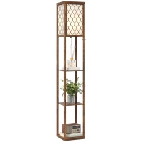 HOMCOM Three-Shelf Standing Lamp - Rustic Brown/White(m-10)
