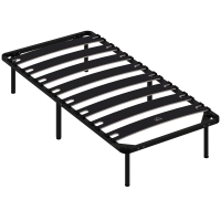HOMCOM Estructura de Cama 90x190 cm con Marco de Acero Láminas de Álamo y Espacio de Almacenamiento Carga 350 kg Negro