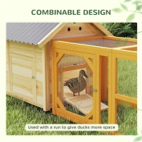 PawHut Wooden Duck House with Double Doors, Openable Roof, Ventilation Holes, Removable Base, Natural Wood Finish(m-8)