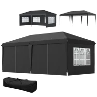 Outsunny 3 x 6m Pop-Up Gazebo, with Removable Walls - Black(m-7)