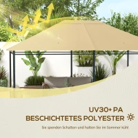 Outsunny Ersatzdach Pavillon Pavillon-Baldachin, wetterbeständig, 397 x 297 cm, Khaki(m-4)