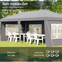 Outsunny Pavillon ca. 3x6m Wasserdicht Pop-up Faltpavillon mit 4 Seitenwänden, Fenster UV-Schutz Tragetasche Grau(m-5)
