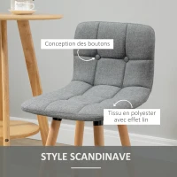 HOMCOM Lot de 2 tabourets de bar, chaises de bar capitonnées avec dossier et repose-pieds, pieds en bois, 41,5x47x97,5cm, gris(m-5)