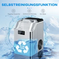 HOMCOM Eiswürfelmaschine, Eiswürfelspender, Ice-Maker, 20 kg/24h Eiswürfelbereiter mit 2,1 L Wassertank, Silber(m-7)