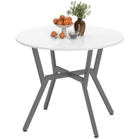 HOMCOM Dining Table, Round Kitchen Table with Black Legs for Living Room, Dining Room 90 x 76 cm, High Gloss White(m-11)