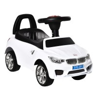 HOMCOM Coche Correpasillos para Niños de 18-36 Meses con Faros Música Bocina Volante Espacio de Almacenaje y Asa Blanco