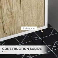 kleankin Meuble sous lavabo, meuble de salle de bain avec 2 portes, pieds en acier, 60 x 30 x 60 cm, blanc et bois naturel(m-5)