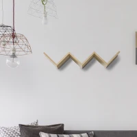 HOMCOM Etagères murale flottante - design contemporain en V - kit fixation inclus - panneaux particules chêne clair(m-10)