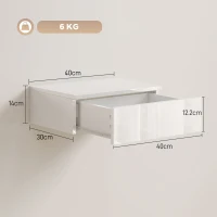 HOMCOM 2-delig set nachtkastjes, wandmontage ontwerp, lade, voor slaapkamer, spaanplaat, Wit(m-3)