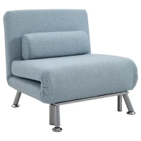 HOMCOM Fauteuil convertible 3 en 1 chauffeuse lit 1 place avec coussin bleu(m-11)
