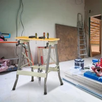 DURHAND Établi pliant établi de serrage avec 4 serre-joints table de travail, charge 100 kg, 62,5x60,5x78,5cm, gris(m-10)