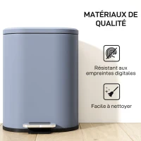 HOMCOM Poubelle cuisine 6L, poubelle à pédale en métal avec seau intérieur, couvercle à fermeture douce, 24,5x21,5x29,5cm, gris(m-6)
