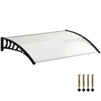 Outsunny Auvent de porte d'entrée toit marquise en polycarbonate protection contre pluie neige UV 90 x 122 cm, transparente(m-11)