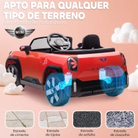 AIYAPLAY Carro Elétrico para Crianças MINI Concept Aceman 12V com Bluetooth Motor Duplo Suspensão Traseira Faróis Música USB 109x63x46 cm Vermelho(m-8)