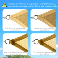 Outsunny Tenda a Vela Parasole Rettangolare 4 x 6m, Tenda da Sole Protezione Raggi UV in HDPE 185g/㎡, Giallo(m-8)