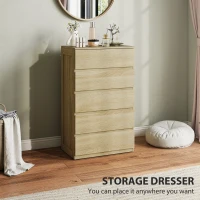 HOMCOM Comodă pentru Depozitare cu 5 Sertare, Comodă Înaltă, Comodă cu Ghidaje Metalice și Mânere Scanalate, Alb(m-4)