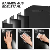 HOMCOM Mülleimer mit 3 x 20 L Fächern, Deodorant-Deckel, fingerabdrucksicher, Soft-Close, herausnehmbar, Schwarz(m-8)