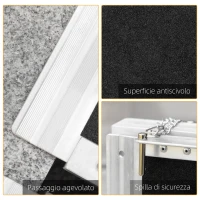 HOMCOM Rampa Pieghevole per Sedia a Rotelle in Alluminio con Rivestimento Antiscivolo e Bordi, 122x73.5 cm, Nero(m-5)