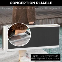 HOMCOM Rampa Pieghevole per Sedia a Rotelle in Alluminio con Rivestimento Antiscivolo e Bordi di Sicurezza, 183x73.5 cm, Nero(m-5)