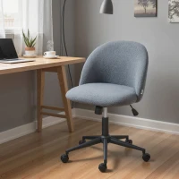 HOMCOM Teddy Fleece Office Chair with Wheels - Grey(m-8)