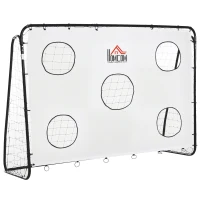 HOMCOM But de football 2 en 1 avec cible de tir, cage de foot exterieur avec 5 cible pour entraînement, 240 x 88 x 174 cm blanc(m-11)