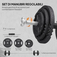 SPORTNOW Pesi per Palestra 2 in 1 da 42 kg con 14 Dischi, Bilanciere e Manubri, in Acciaio, 180x24x24 cm, Nero(m-4)