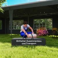 Outsunny Pavillon ca. 3x6m Wasserdicht Pop-up Faltpavillon mit 4 Seitenwänden, Fenster UV-Schutz Tragetasche Schwarz(m-4)