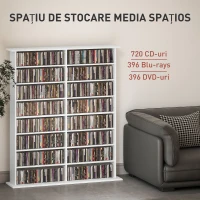 HOMCOM Mobilier Bibliotecă cu 16 Rafturi pentru 720 CD-uri din Lemn 106.5x24x126.3 cm Negru(m-4)