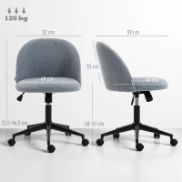 HOMCOM Teddy Fleece Office Chair with Wheels - Grey(m-3)