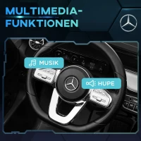 HOMCOM Elektro Kinderauto, lizenzierter Mercedes-Benz EQA, 3-8 km/h, Musik, Scheinwerfer, Hupe, Fernsteuerung, schwarz(m-7)