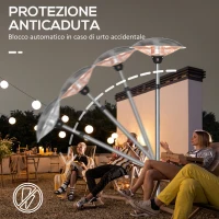 Outsunny Fungo Riscaldante da Esterno con 3 Temperature e Altezza Regolabile in Acciaio e Alluminio, Argento(m-8)