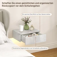 HOMCOM 2-delig set nachtkastjes, wandmontage ontwerp, lade, voor slaapkamer, spaanplaat, Wit(m-4)