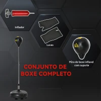 HOMCOM Saco de Boxe de Pé com Altura Ajustável de 4 Níveis Base Preenchida Luvas e Inflador Ø45x133-151 cm Preto(m-5)
