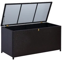 Outsunny Baule da Esterno da 284L con Pistone a Gas, Rattan PE e Acciaio, 118x54x59 cm, Marrone Scuro(m-11)