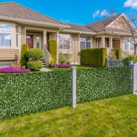 Outsunny Haie Artificiel Brise-Vue décoration Rouleau 3L x 1H m Feuillage réaliste Anti-UV Vert foncé(m-10)