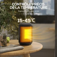 HOMCOM Chauffage d'appoint céramique PTC, radiateur électrique soufflant 1500 W, thermostat réglable, 14 x 14 x 21,5 cm, noir(m-7)