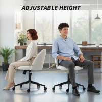 HOMCOM Teddy Fleece Office Chair with Wheels - Cream White(m-6)