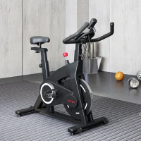 SPORTNOW Cyclette Magnetica con Volano 10 kg, Sedile e Manubrio Regolabili, Monitor LCD, Porta Tablet, Nero(m-2)