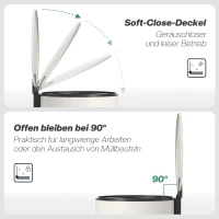 HOMCOM Mülleimer 30 L Treteimer mit Softclose-Deckel und Pedal, Inneneimer Metall, Schwarz, 36 x 30 x 60,5 cm(m-5)