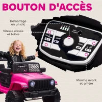 HOMCOM Voiture électrique Enfant Propulsion arrière 12 V 5 Km/h Max. télécommande Effets Lumineux sonores 100x65x72cm Rose(m-7)