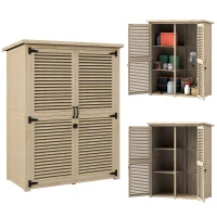 Outsunny Armadio da Esterno Portaoggetti a 2 Ripiani con Picchetti, in Legno di Abete, 127x65x159.5/168 cm(m-11)